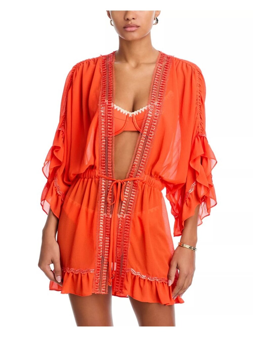 NWT Ramy Brook Pietro Cover-Up Dress Vivid Orange Size Medium